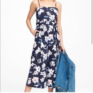banana republic navy floral tie jumpsuit size 0